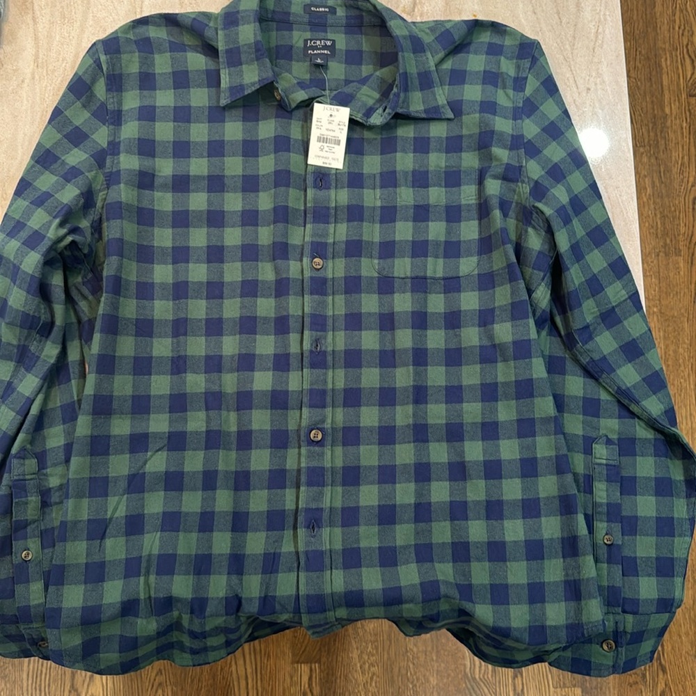 J Crew green and blue plaid flannel